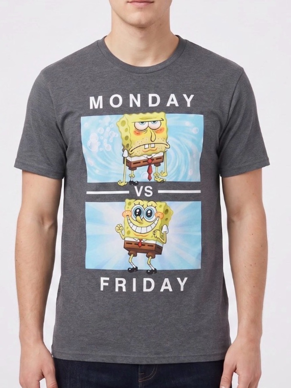 NEW SpongeBob SquarePants T-shirt LARGE Gray Short Sleeve L